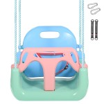 RedSwing 3-in-1 Baby Swing Seat, Toddler Swings, Anti-Flip Snug & Secure Detachable Infants to Teens Kids Swing Seat for Outside Playground, Blue Green Pink