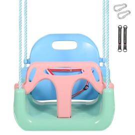 RedSwing 3-in-1 Baby Swing Seat, Toddler Swings, Anti-Flip Snug & Secure Detachable Infants to Teens Kids Swing Seat for Outside Playground, Blue Green Pink