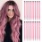 KGBFASS Colored Clip in Hair Extensions 20Inch Straight Syntactic Pink Color Hairpiece Rainbow Party Highlights for Women Girls Kids 16Pcs (Pink )