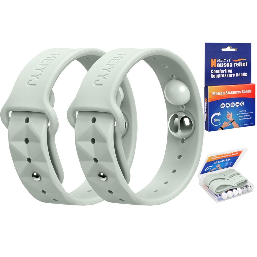 MEIYYJ Morning Sickness Relief Wristbands Motion Sickness Bands for Adults Sea Sickness Wristbands for Cruise Travel Nausea Relief of Headaches, Insomnia, Anxiety and Queasinesss-Green