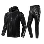 MulYeeh Weight Loss Sweat Suit Anti-Rip Heavy Duty Full-Zip Sauna Suit Fitness Exercise Gym Top Pant with Hood for Men Women