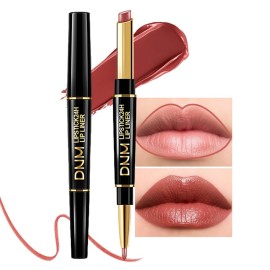 evpct 1Pcs Plummy Terracotta Shine Lip Liner and Lipstick Combo Set Kit for Women, Moisturizing Glossy Tinted Lip Stick Balm, Sheer Shine Juicy Finish, Lightweight Hydrating Formula Lip Care 45