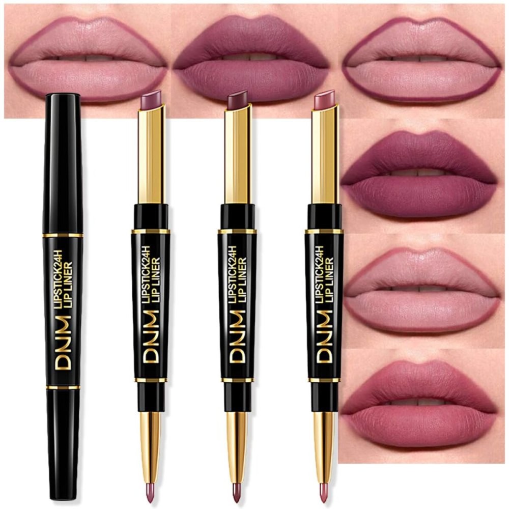 evpct 3Pcs More Mauve Berry Blush Lip Liner and Lipstick Set for Women, Matte 24 Hour Lipstick Pen and with Lip Liner Pencil Set Long Lasting 24 labial labiales mate 24 horas originales,282830