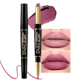 evpct 1Pcs Light Plum Rose Matte Lip Liner and Lipstick Combo Set Kit for Women, Magic Neutral Lipsticks 24 Hours Original Lipstick and Lips Liner Pencil Stain Makeup Long Lasting Waterproof, 24