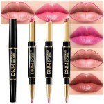 evpct 3Pcs Mauve Warm Bright Pink Red Shine Lip Liner and Lipstick Combo Set Kit for Women, Moisturizing Glossy Tinted Lip Stick Balm Care, Sheer Shine Juicy Finish, Lightweight Hydrating Formula