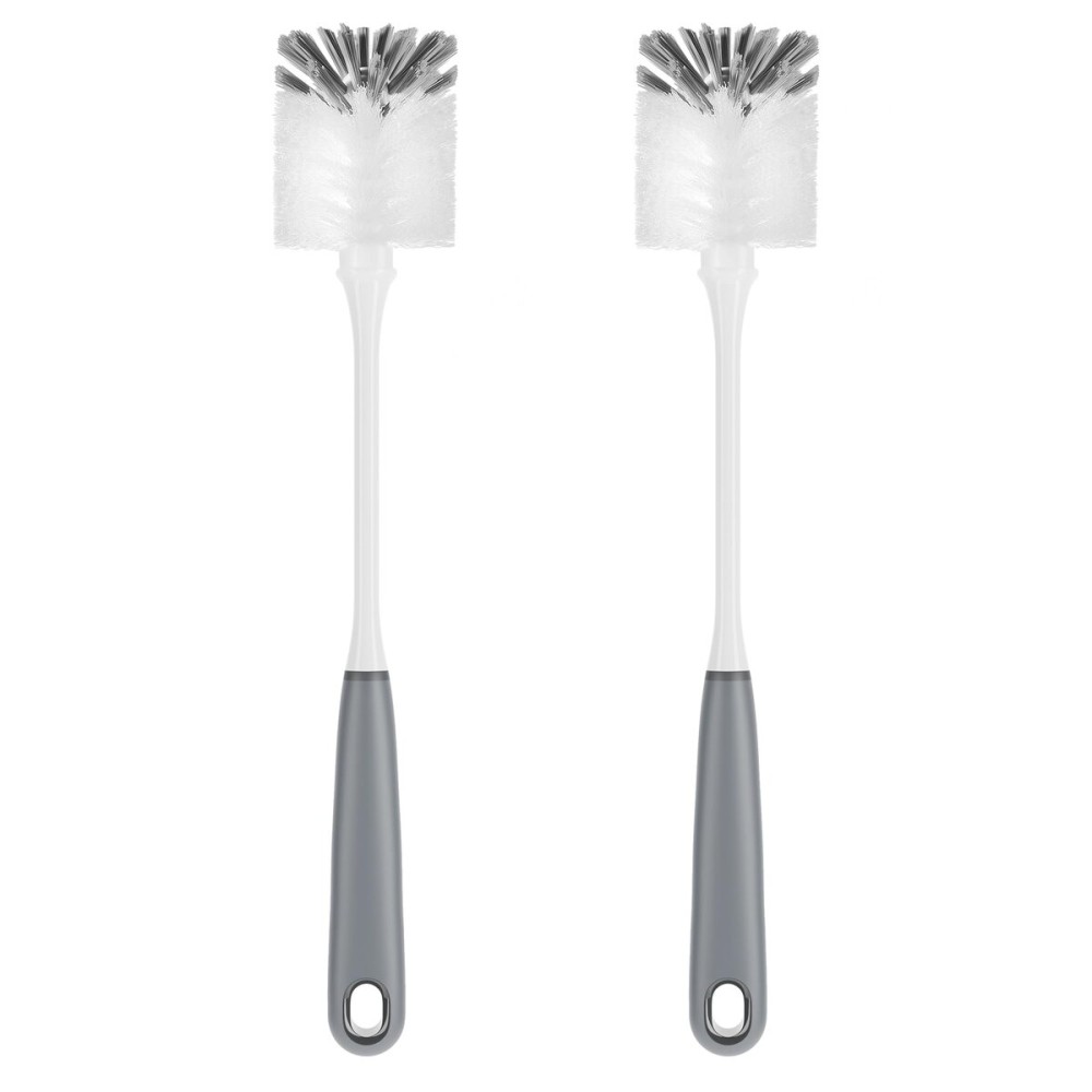 MR.SIGA Long Handle Bottle Brush, Flexible Scrub Brush for Water Bottles, Glasswares, Mugs, Gray, 2 Pack