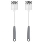 MR.SIGA Long Handle Bottle Brush, Flexible Scrub Brush for Water Bottles, Glasswares, Mugs, Gray, 2 Pack