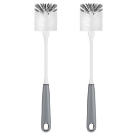 MR.SIGA Long Handle Bottle Brush, Flexible Scrub Brush for Water Bottles, Glasswares, Mugs, Gray, 2 Pack