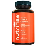 NutriRise Organic Ashwagandha Root Capsules with Black Pepper, 1300mg, Natural Stress & Mood, Thyroid & Immune Support Supplement, Clarity, Focus & Energy, Gluten Free, 60 Count