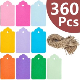PH PERKHOMY 180 Pcs Glitter Brown Paper Gift Tags with String, Blank Price Tags for Gifts Crafts Wedding Christmas, Glitter Brown