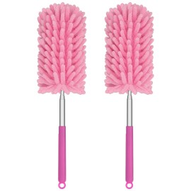 TIMIVO Mini Duster for Cleaning, 360 Bendable Hand Dusters with Extension Pole, Washable Small Duster for Car Interior, Office, Furniture
