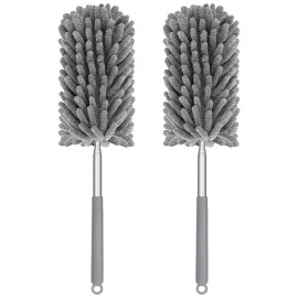 TIMIVO Mini Duster for Cleaning, 360 Bendable Hand Dusters with Extension Pole, Washable Small Duster for Car Interior, Office, Furniture