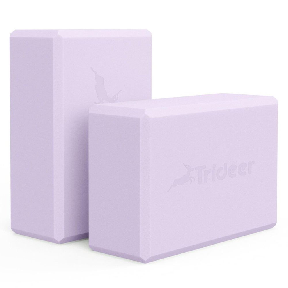 Trideer Yoga Block, Soft Non-Slip Surface Premium Foam Blocks, Supportive, Lightweight, Odor Resistant, Yoga Accessories for Pilates Meditation General Fitness Stretching Toning (Lavender-2 Pack)