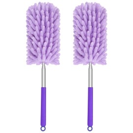 TIMIVO Mini Duster for Cleaning, 360 Bendable Hand Dusters with Extension Pole, Washable Small Duster for Car Interior, Office, Furniture