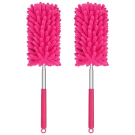 TIMIVO Mini Duster for Cleaning, 360 Bendable Hand Dusters with Extension Pole, Washable Small Duster for Car Interior, Office, Furniture
