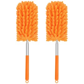 TIMIVO Mini Duster for Cleaning, 360 Bendable Hand Dusters with Extension Pole, Washable Small Duster for Car Interior, Office, Furniture