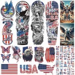 Aresvns Independence Day Temporary Tattoo, USA Flag Sleeve Tattoo, Red White and Blue Party Supplies, 4th of July, Memorial Day, Labor Day Decorations Tattoos Patriotic Tattoos