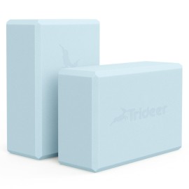 Trideer Yoga Block, Soft Non-Slip Surface Premium Foam Blocks, Supportive, Lightweight, Odor Resistant, Yoga Accessories for Pilates Meditation General Fitness Stretching Toning (Light Blue-2 Pack)