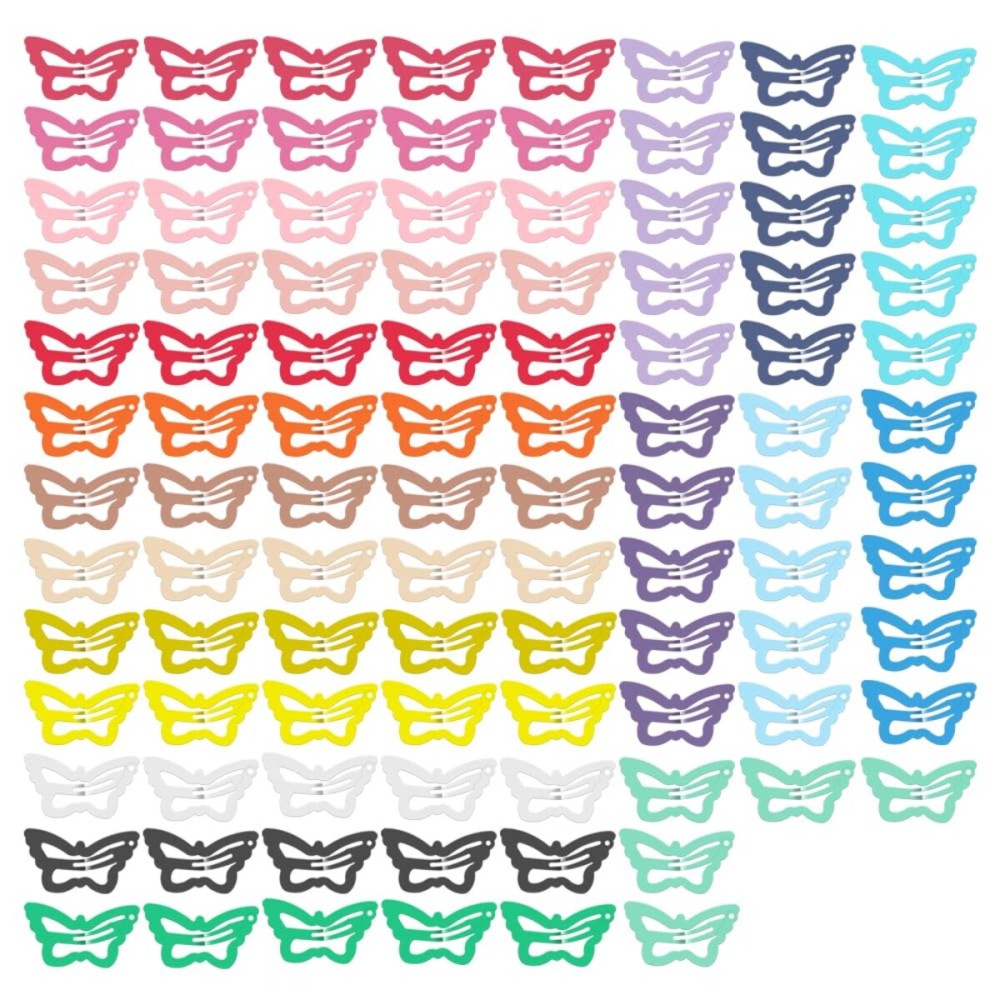 ECADY 100-Piece Metal Snap Hair Clips for Girls, Toddlers, and Kids - Perfect for Fine Hair, Thick Hair, and More - Featuring Fun Butterfly Designs