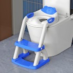 Potty Training Seat SKYROKU Potty Training Toilet with Step Stool Ladder, for Kids Boys Girls Toddlers - Comfortable Safe Potty Seat with Anti-Slip Pads Ladder (8899+DarkBlue)