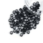 Vlasy 100Pcs 5mm Silicone Lined Micro Ring Beads for Hair Extensions 5Colors Apply (100Pcs Black)
