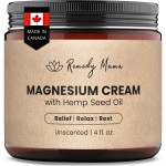 Remedy Mama Magnesium Cream for Sleep, Cramps & Muscle Soreness - with Hemp Seed Oil, Jojoba, Shea & Mango Butter - Natural, Skin-Friendly & Safe for Kids - Unscented - 4oz Glass Jar - Made in Canada