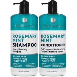 Rosemary Shampoo and Conditioner Set - with Rosemary Oil and Peppermint - Sulfate Free Moisturizing Products for Women and Men, Helps Flaky, Dry Scalp and Dandruff, Salon Thickening for Thinning Hair