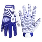 HANDLANDY Youth Football Gloves, Sticky Wide Receiver Gloves for Kids, White and Gold Stretch Fit Football Glove (White and Blue, X-Large)