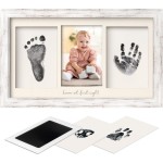 Inkless Hand and Footprint Kit, Boy, Girl, Newborn Keepsake - No Mess Ink Pad for Baby Handprint,Clean Touch Paw Print Kit for Dog Picture Frame,Personalized Baby Christmas Shower Gifts(Vintage White)