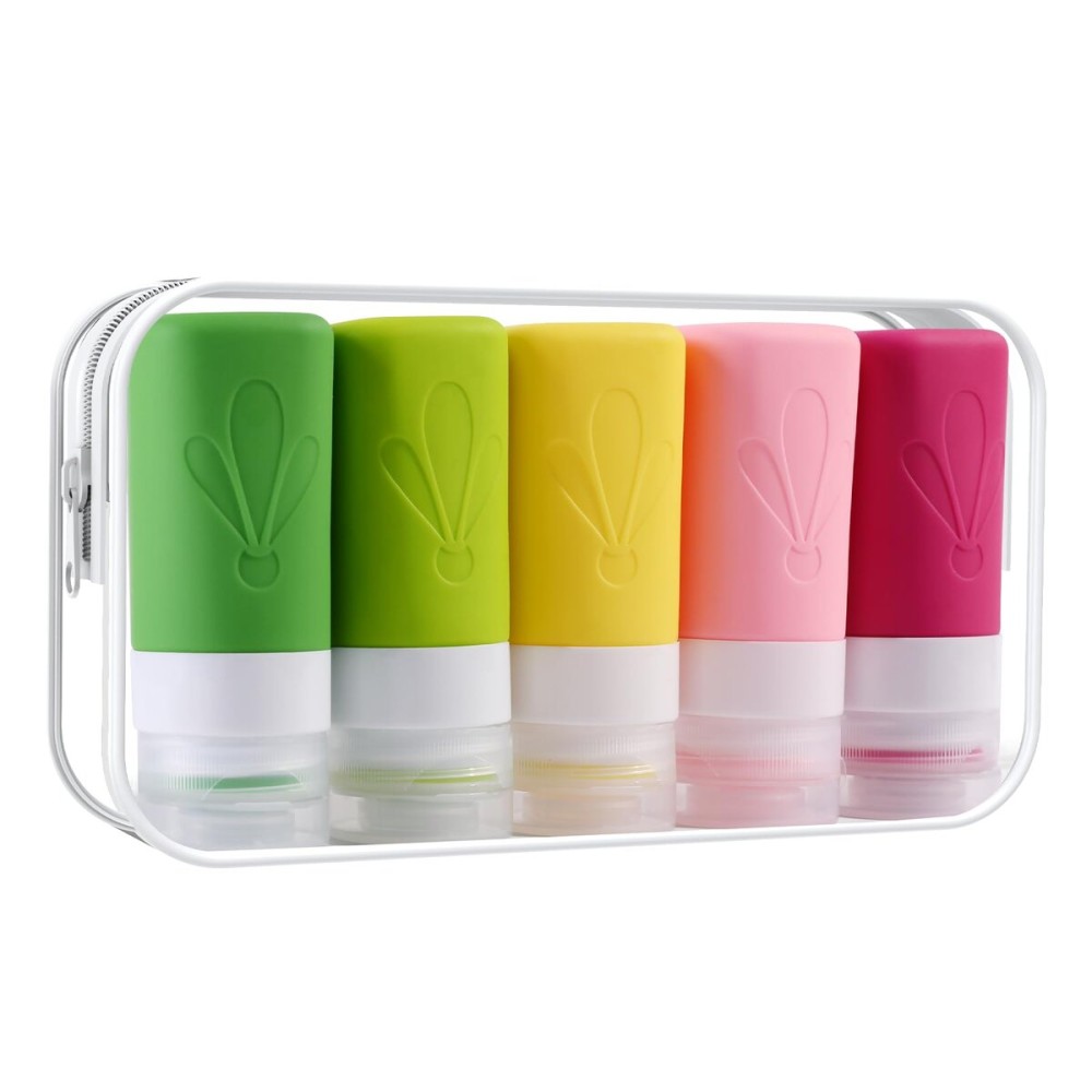 INSFIT Travel Bottles for Toiletries, TSA Approved 2oz Travel Size Toiletries, BPA Free Leak Proof Squeezable Silicone Tubes Travel Essentials for Shampoo Conditioner Lotion Soap