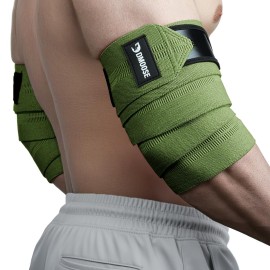 DMoose Fitness Elbow Wraps for Weightlifting (Pair) 40 Adjustable Brace for Joint Support, Pain Relief & Tendonitis - Elbow Straps for Weight Lifting, Bench Press & Gym Workouts (Military Green)