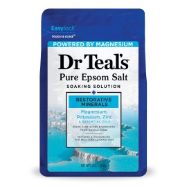 Dr Teal\'s Pure Epsom Salt, Restorative Minerals with Magnesium, Potassium & Zinc, 3 lbs