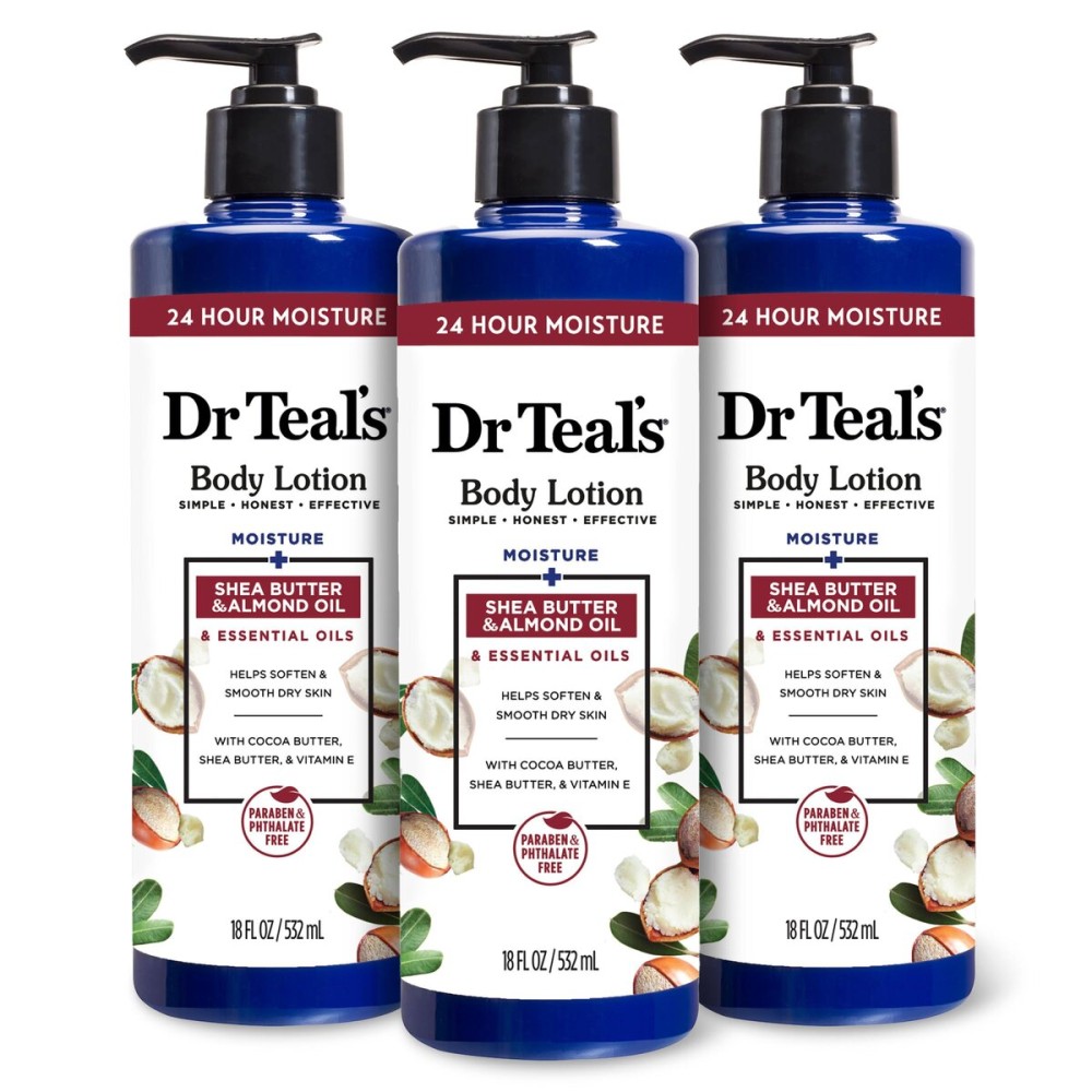 Dr Teal\'s Body Lotion, Shea Butter & Almond, 18 fl oz (Pack of 3)