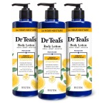 Dr Teal\'s Body Lotion, Lemon Prebiotic Lemon Balm & Essential Oils, 18 fl oz (Pack of 3)