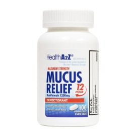 HealthA2Z Mucus Relief | Guaifenesin 1200 mg | 100 Tablets | 12 Hour | Expectorant | Relieves Chest Congestion | Thins and Loosens Mucus (100 Tablets)