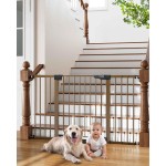 Cumbor 29.7-54.2 Wide Baby Gate for Stairs, Mom\'s Choice Awards Winner-Self Closing Dog Gate Indoor for Doorways, No Drilling Pressure Mounted Pet Gates for Kids, Easy Walk Through Safety Gate, Brown