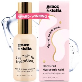 grace & stella Award Winning Hyaluronic Acid Serum (30ml/1 fl oz) Hydrating Hyaluronic Acid Serum for Face - Acido Hialuronico for Women - Remove Fine Lines, Wrinkles, Anti Aging - Vegan Skincare