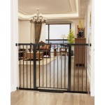 Cumbor 36 Extra Tall Baby Gate for Stairs, 29.7-54.2 Extra Wide Dog Gate for Doorways Hallways, Pressure Mounted Child Gate for Wide Opening, Auto Close Personal Safety for Babies and Pets, Black
