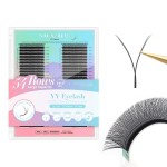 NAGARAKU YY Eyelash Extensions High Capacity 54 Rows 0.07 D Curl 7-15mm Mix Length Supplies Y Lash 4D Russian Volume Cross YY Eyelashes Handwoven Y Shaped Mesh Technology Wispy Cluster Matte Black