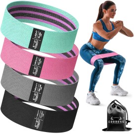 Fabric Resistance Bands for Working Out - Exercise Bands for Women and Men, Booty Bands for Legs and Glute, Yoga, Pilates, Rehab, Fitness and Home Workout
