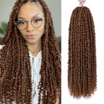 Pre-Twisted Passion Twist Hair, 8 Packs 112 Strands Pre Looped Passion Twist Braiding Hair for Women, Short Passion Twists Crochet Hair Synthetic Hair Extensions (30, 20 Inch (Pack of 8))
