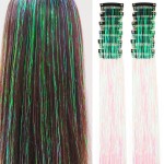 Hair Tinsel Pack of 12 Pcs Clip in Hair Tinsel 20 Inch Colorful Glitter Tinsel Hair Extensions Tinsel Fairy Hair Party Dazzle Hair Accessories Strands Kit for Women Girls Kids(12Pcs,Dazzle White)
