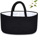 ABenkle Diaper Caddy Organizer, Boho Rustic Cotton Rope Nursery Baby Basket, Changing Table Organizer for Baby Diaper Storage and Baby Shower