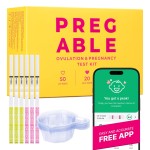PREGABLE Combo Kit: 50 Ovulation Tests, 20 Pregnancy Tests & 70 Cups, Free Tracker app, SmileReader, OPKs, HPTs (50LH + 20HCG + 70CUPS (Pack of 1))