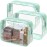 PACKISM TSA Approved Toiletry Bag - Light Green Turtle Leaves Print 3 Pack Medium, Quart Size Clear Toiletry Bag, Suitable for Gifts Perfect for Travel Essentials, Thick No Smell