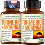 Moringa + Turmeric Curcumin Supplement for Joint Health, Gut Health, Energy and Immune Support - Total Wellness Formula - Tumeric Curcumin with Black Pepper & Moringa Pure Capsules - 60 Count - 2 Pack