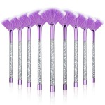 9 Pieces Facial Fan Mask Brushes, Soft Facial Applicator Brushes Tools for Peel Glycolic Makeup for Mud Cream(Purple, Silver)