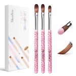 MelodySusie 3-Piece Acrylic Nail Brush Set - Sizes 8/10/14, Professional Nail Art Tool for Acrylic Application, Powder, Extension & 3D Carving - Pink