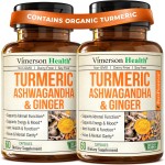 Ashwagandha Organic Turmeric Curcumin Supplement with Ginger Root & Black Pepper - Joint Health, Energy & Immune Support - Antioxidant Blend with 95% Curcuminoids - 2 Pack