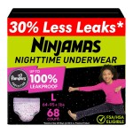 Ninjamas Girls Bedwetting Nighttime Underwear, Pampers Pull Ups Size L (64-95+ lbs), 68 Count, Overnight Underwear Kids, Ultra Absorbent, Hypoallergenic